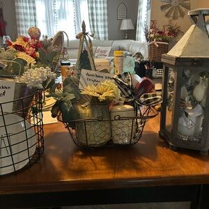 Decorative Wire Basket with Assorted Accents